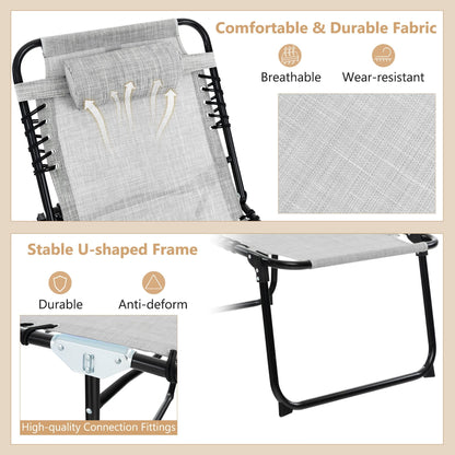 Chaise longue de plage pliante Gymax avec oreiller, 4 niveaux