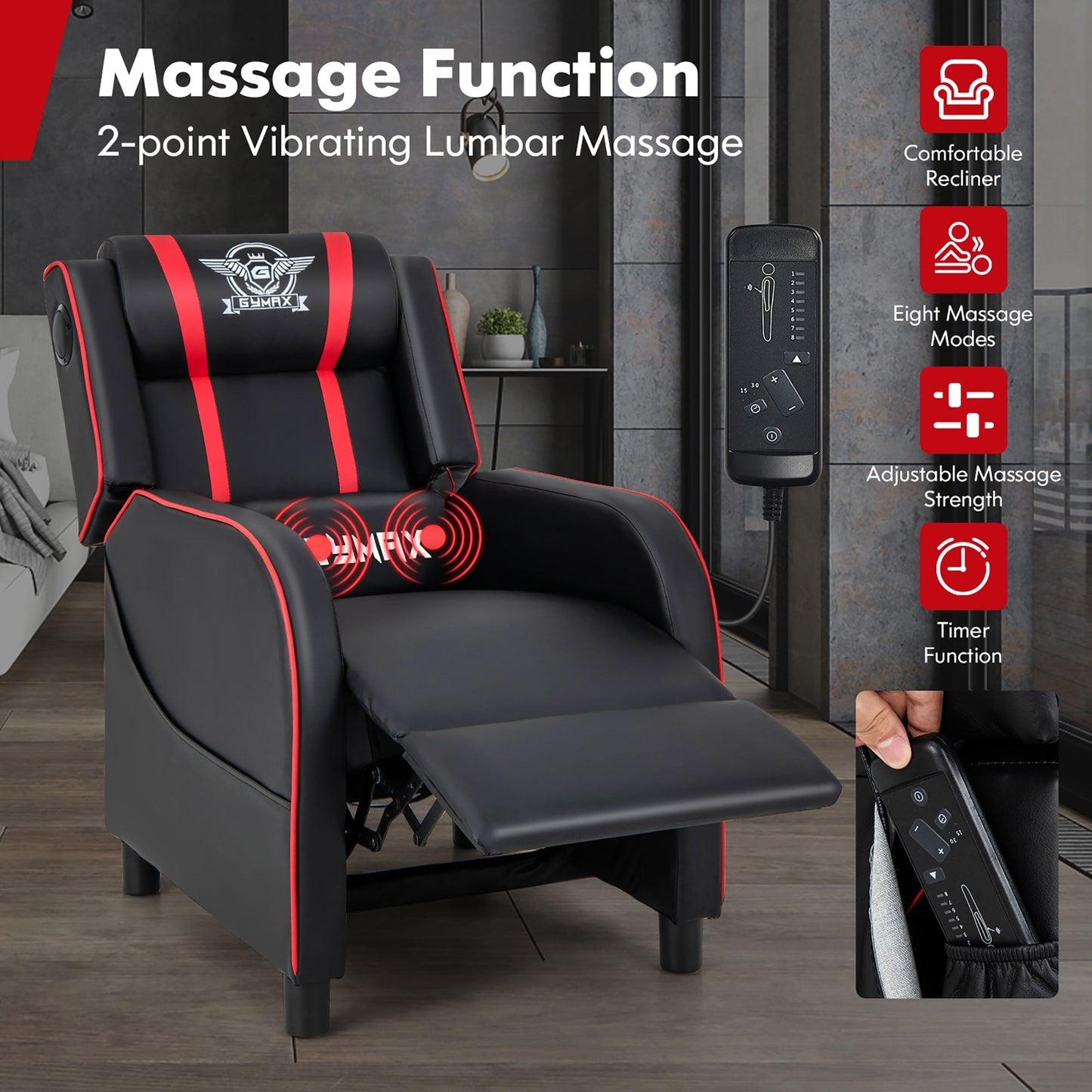 Fauteuil de massage inclinable Gymax en cuir synthétique