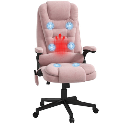 Fauteuil de bureau HOMCOM à massage vibrant 6 points avec chaleur, fauteuil de bureau exécutif à dossier haut en velours avec dossier inclinable