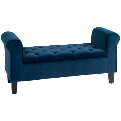 Banc ottoman de rangement capitonné HOMCOM, banc de lit rembourré avec accoudoirs roulés pour chambre, salon ou couloir