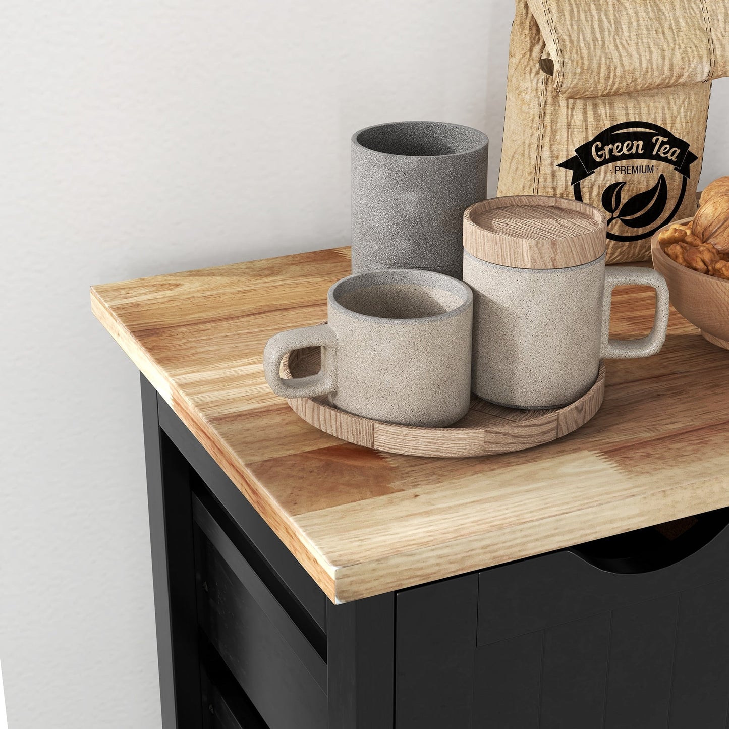 Chariot de cuisine roulant HOMCOM, chariot de service de bar, chariot compact sur roulettes avec plateau en bois, étagères et tiroirs pour la salle à manger à domicile