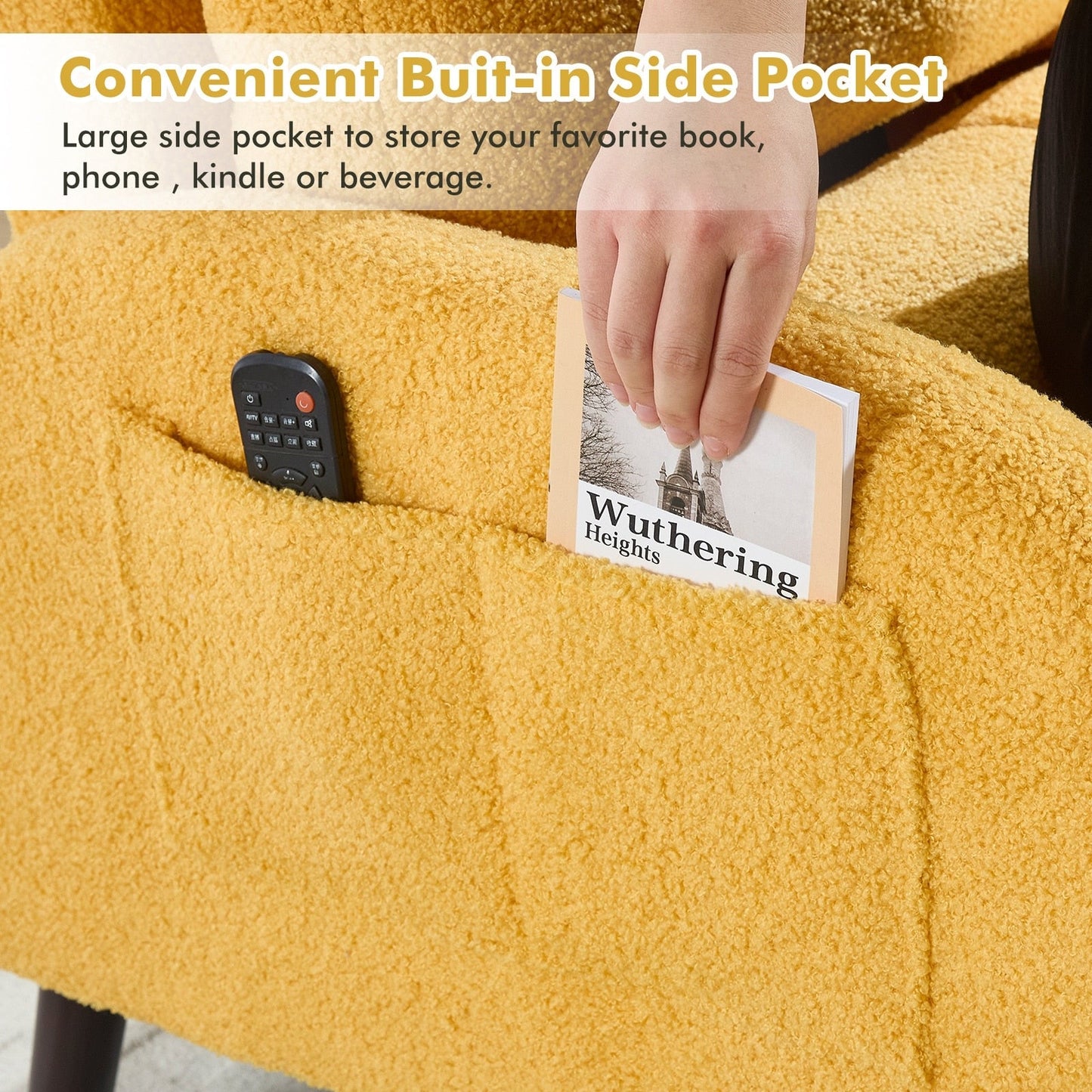 Fauteuil d'appoint HOMYKA avec dossier réglable et pouf de rangement