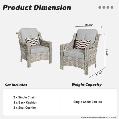 Ensemble de 2 chaises de patio d'extérieur en rotin et osier à dossier haut HOOOWOOO