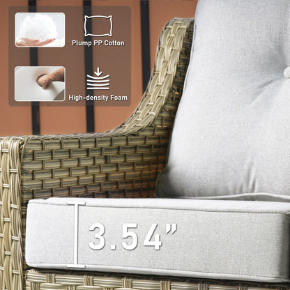 Ensemble de 2 chaises de patio d'extérieur en rotin et osier à dossier haut HOOOWOOO