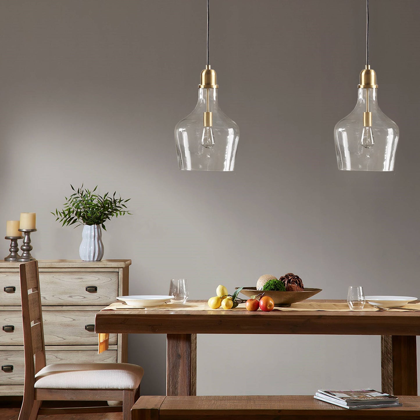 Suspension en verre en forme de cloche auburn INK+IVY