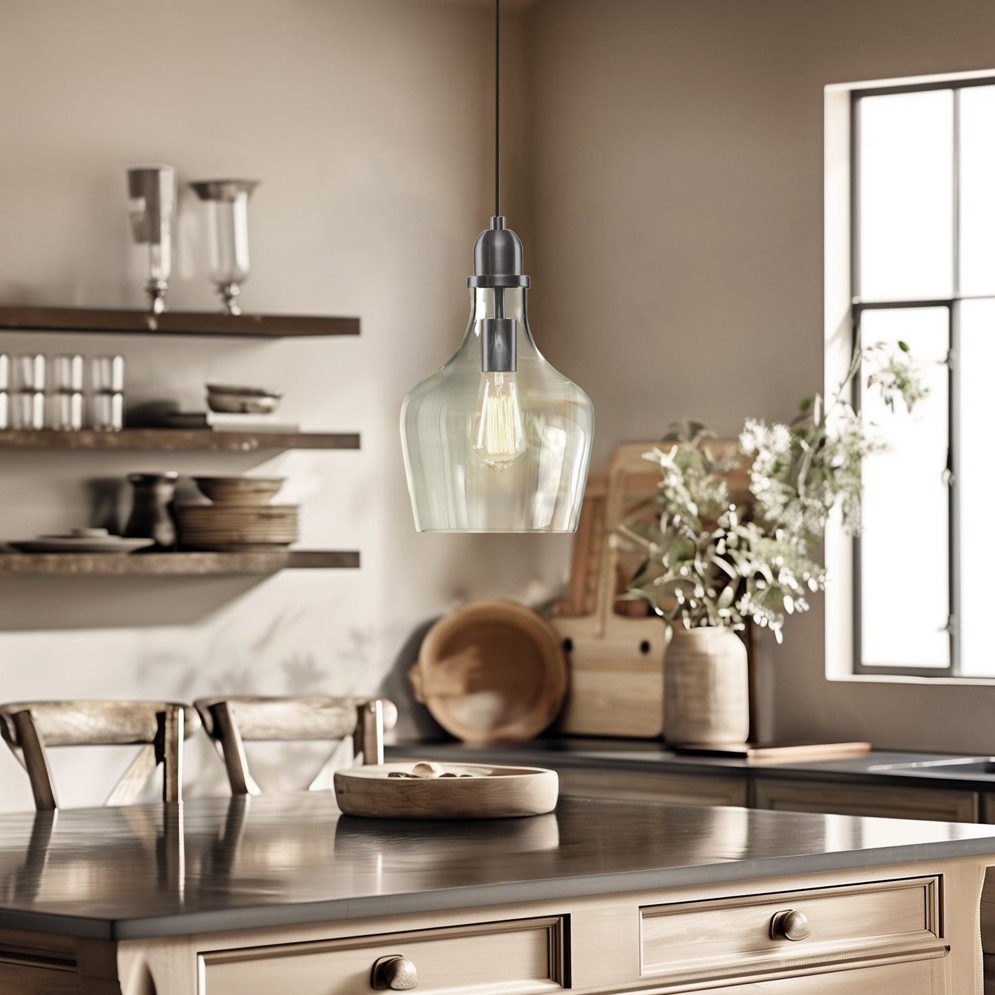 Suspension en verre en forme de cloche auburn INK+IVY