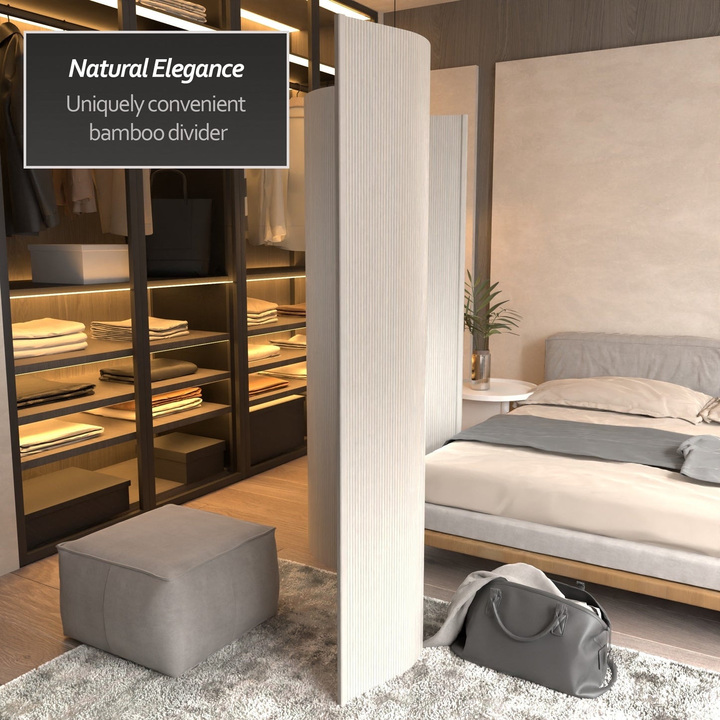 Paravent en bambou fait main de 6 pieds (Chine)