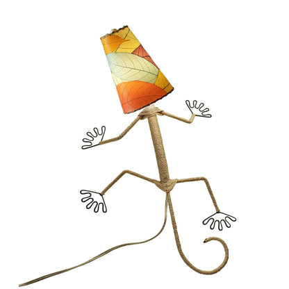 Lampe murale Eangee Gecko faite main, abat-jour feuilles de cacao, 40,6 x 17,8 x 61 cm