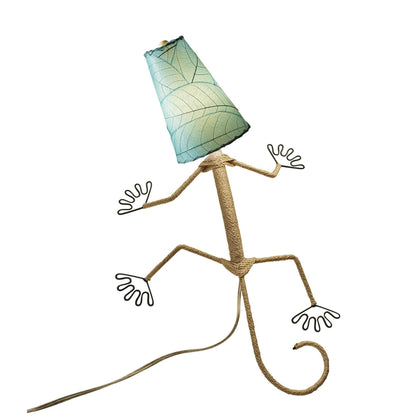 Lampe murale Eangee Gecko faite main, abat-jour feuilles de cacao, 40,6 x 17,8 x 61 cm