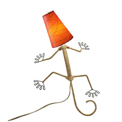 Lampe murale Eangee Gecko faite main, abat-jour feuilles de cacao, 40,6 x 17,8 x 61 cm