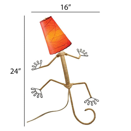 Lampe murale Eangee Gecko faite main, abat-jour feuilles de cacao, 40,6 x 17,8 x 61 cm