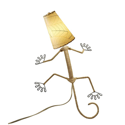 Lampe murale Eangee Gecko faite main, abat-jour feuilles de cacao, 40,6 x 17,8 x 61 cm