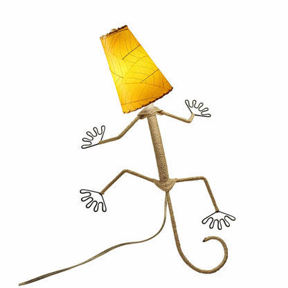 Lampe murale Eangee Gecko faite main, abat-jour feuilles de cacao, 40,6 x 17,8 x 61 cm