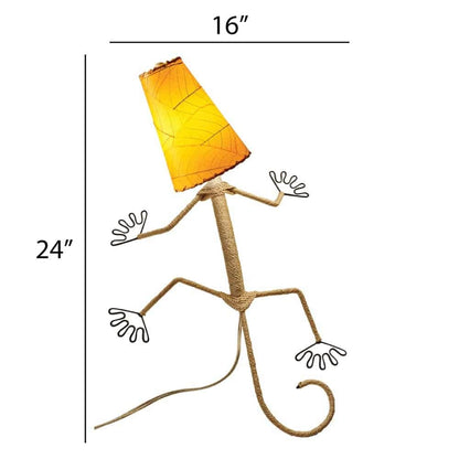 Lampe murale Eangee Gecko faite main, abat-jour feuilles de cacao, 40,6 x 17,8 x 61 cm
