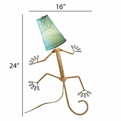 Lampe murale Eangee Gecko faite main, abat-jour feuilles de cacao, 40,6 x 17,8 x 61 cm