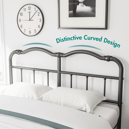 Cadre de lit en métal robuste de 14 pouces de haut avec style vintage, supporte jusqu'à 2500 lb, assemblage facile et sans grincement