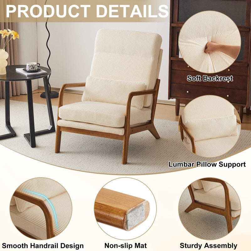 Chaise de loisirs à dossier haut en bois massif avec accoudoirs et dossier Chaise d'appoint