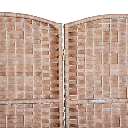Paravent de séparation HomCom en osier tressé à six panneaux, 1,80 m de haut, en bois blond naturel