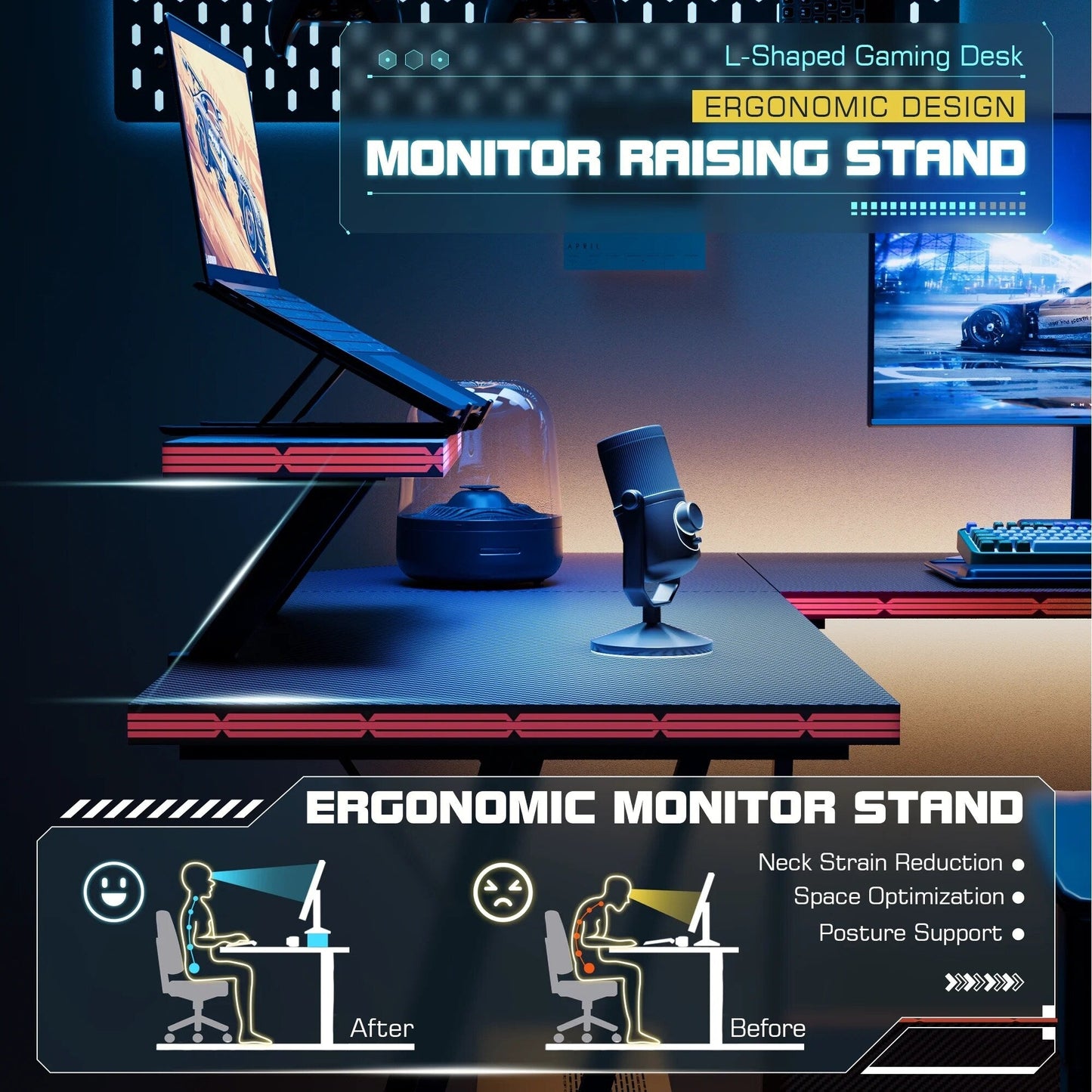 Bureau d'angle Homall en forme de L pour ordinateur, bureau d'écriture