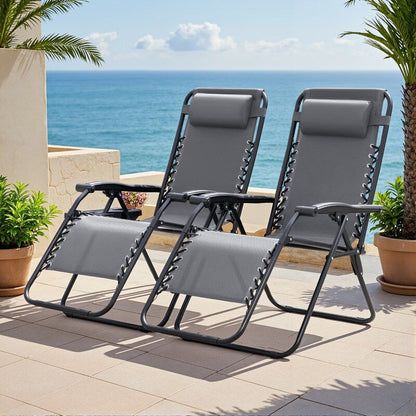 Ensemble de 2 chaises longues de jardin Homall à gravité zéro avec coussins
