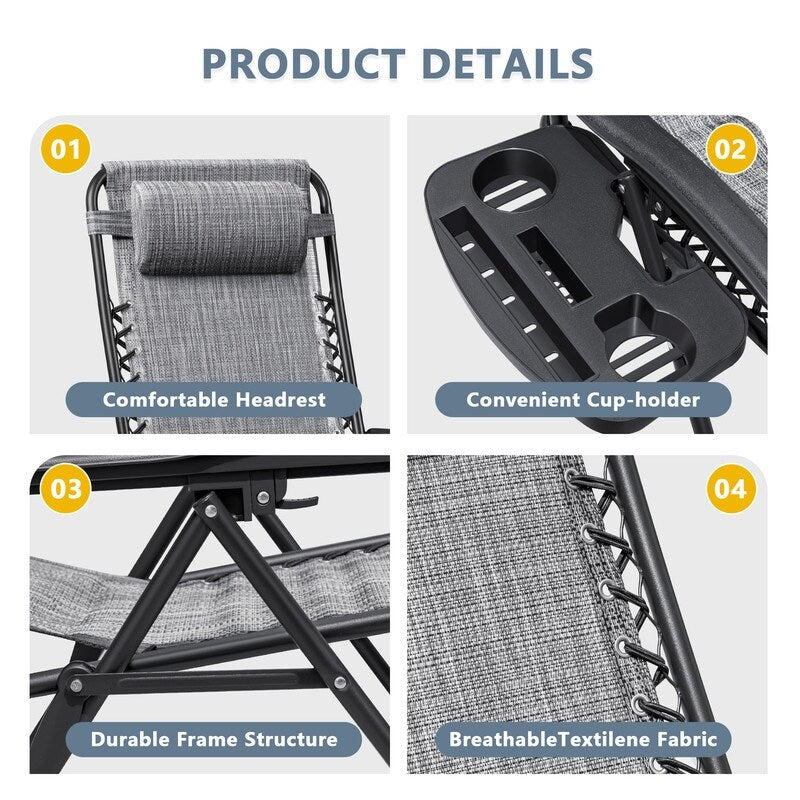 Ensemble de 2 chaises longues de jardin Homall à gravité zéro avec coussins