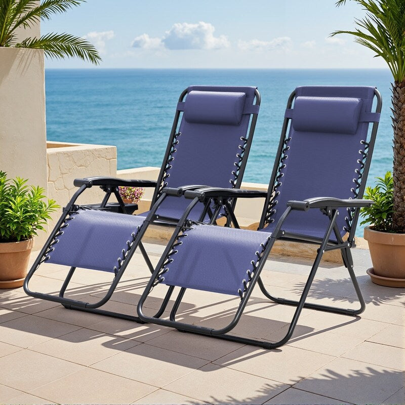 Ensemble de 2 chaises longues de jardin Homall à gravité zéro avec coussins
