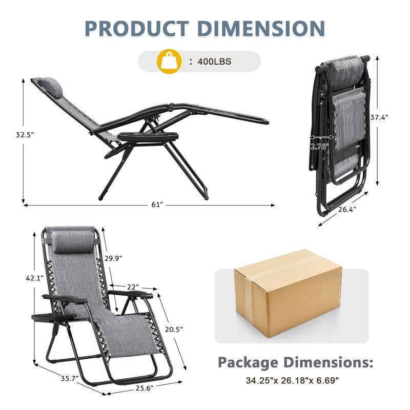 Ensemble de 2 chaises longues de jardin Homall à gravité zéro avec coussins