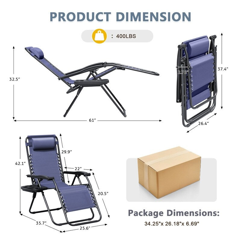 Ensemble de 2 chaises longues de jardin Homall à gravité zéro avec coussins