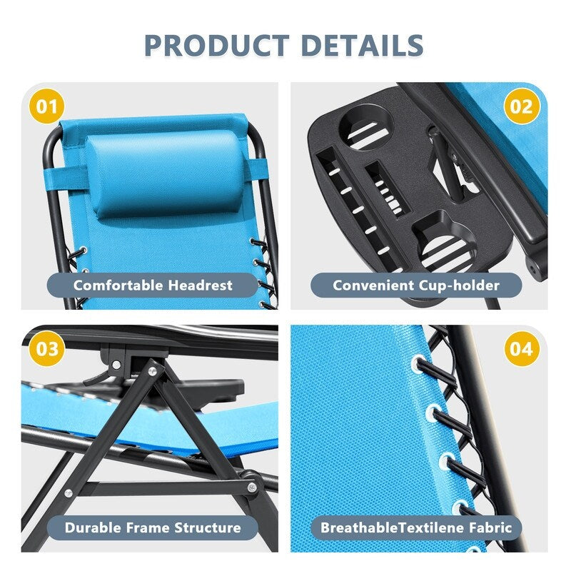 Ensemble de 2 chaises longues de jardin Homall à gravité zéro avec coussins