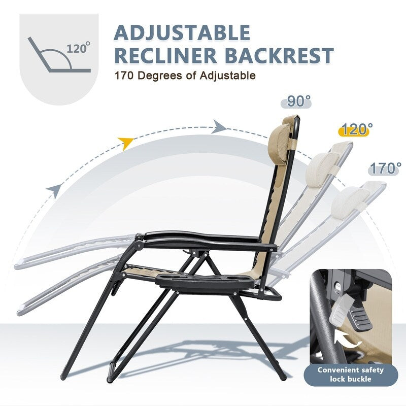 Ensemble de 2 chaises longues de jardin Homall à gravité zéro avec coussins