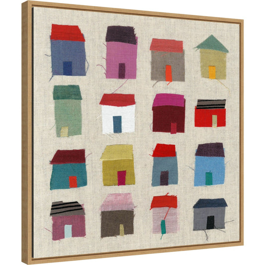 Maisons par Jenny Frean, reproduction d'art sur toile encadrée - Sylvie Maple