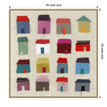 Maisons par Jenny Frean, reproduction d'art sur toile encadrée - Sylvie Maple