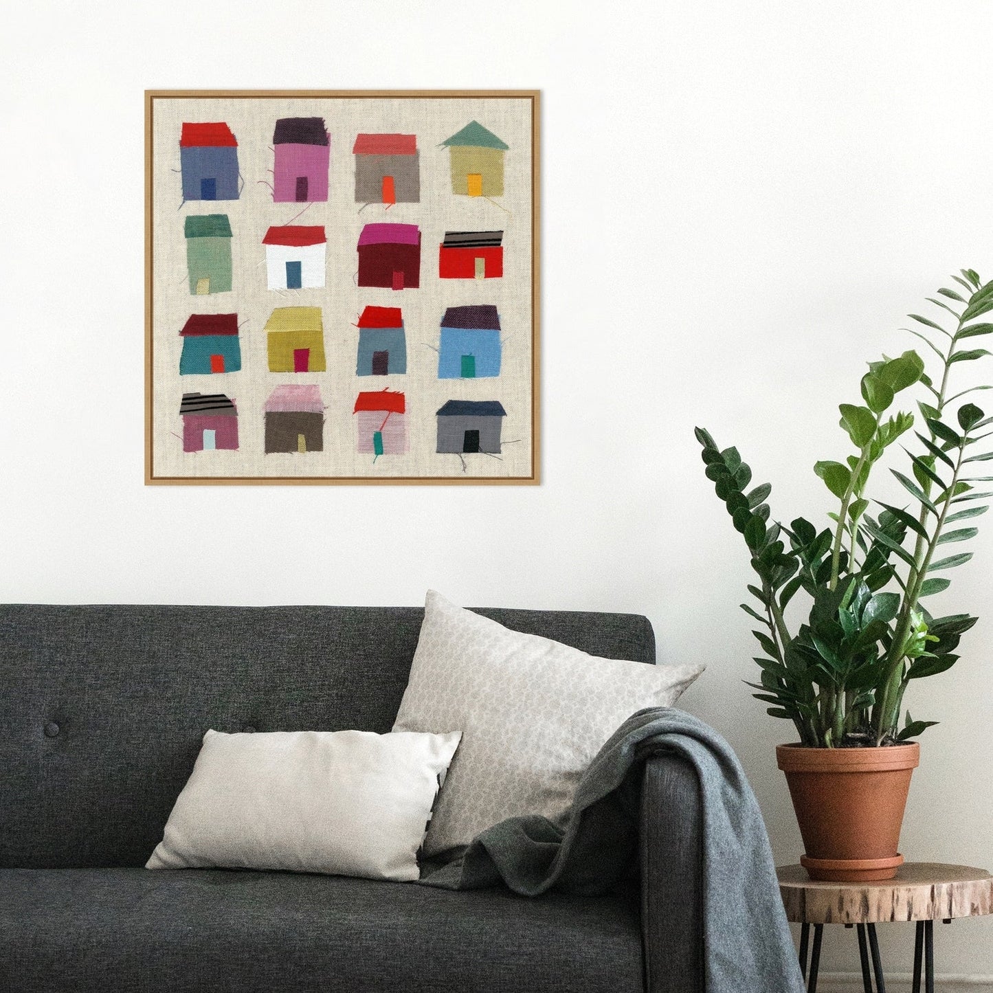 Maisons par Jenny Frean, reproduction d'art sur toile encadrée - Sylvie Maple