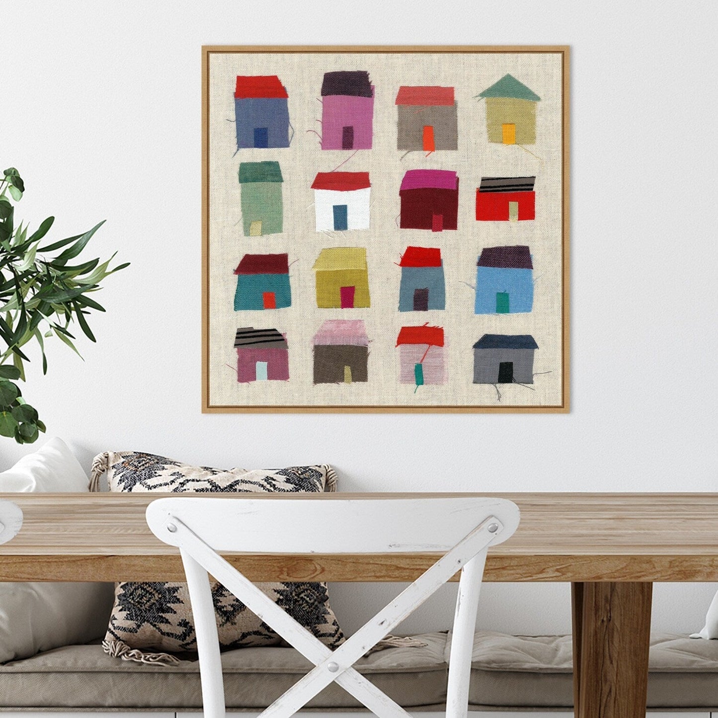 Maisons par Jenny Frean, reproduction d'art sur toile encadrée - Sylvie Maple