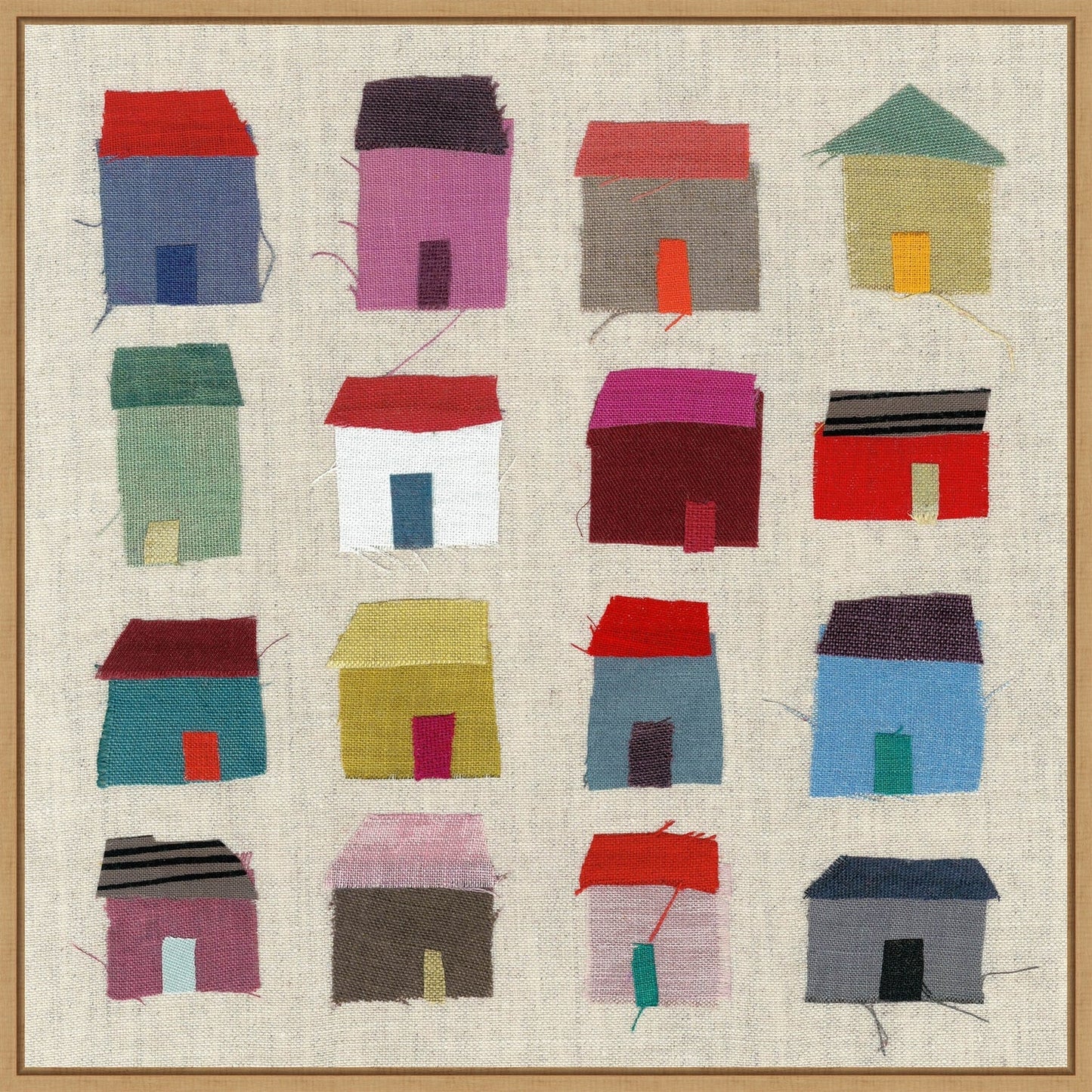 Maisons par Jenny Frean, reproduction d'art sur toile encadrée - Sylvie Maple