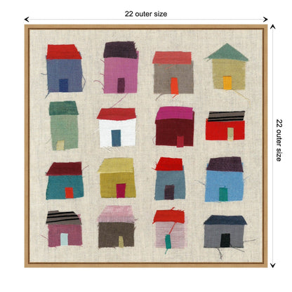 Maisons par Jenny Frean, reproduction d'art sur toile encadrée - Sylvie Maple