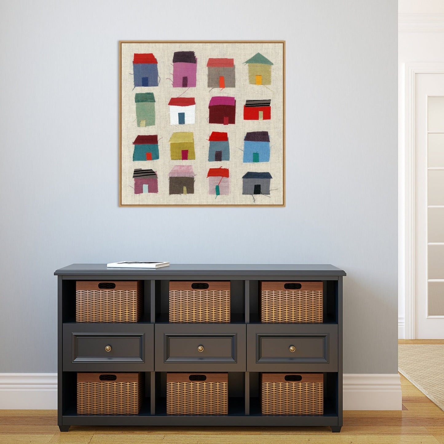 Maisons par Jenny Frean, reproduction d'art sur toile encadrée - Sylvie Maple