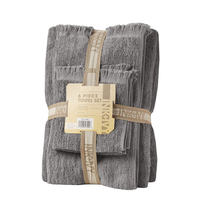 Ensemble de 6 serviettes INK+IVY Atlas en coton dobby flammé