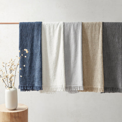 Ensemble de 6 serviettes INK+IVY Atlas en coton dobby flammé