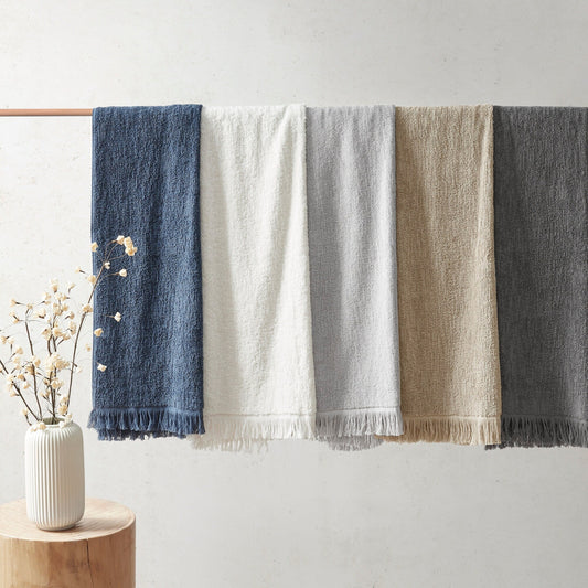 Ensemble de 6 serviettes INK+IVY Atlas en coton dobby flammé