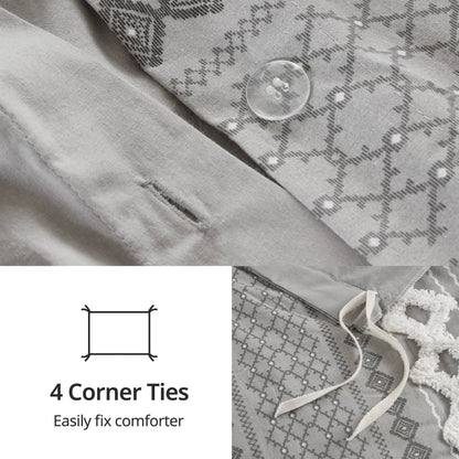 Parure de lit imprimée en coton Imani INK+IVY avec chenille