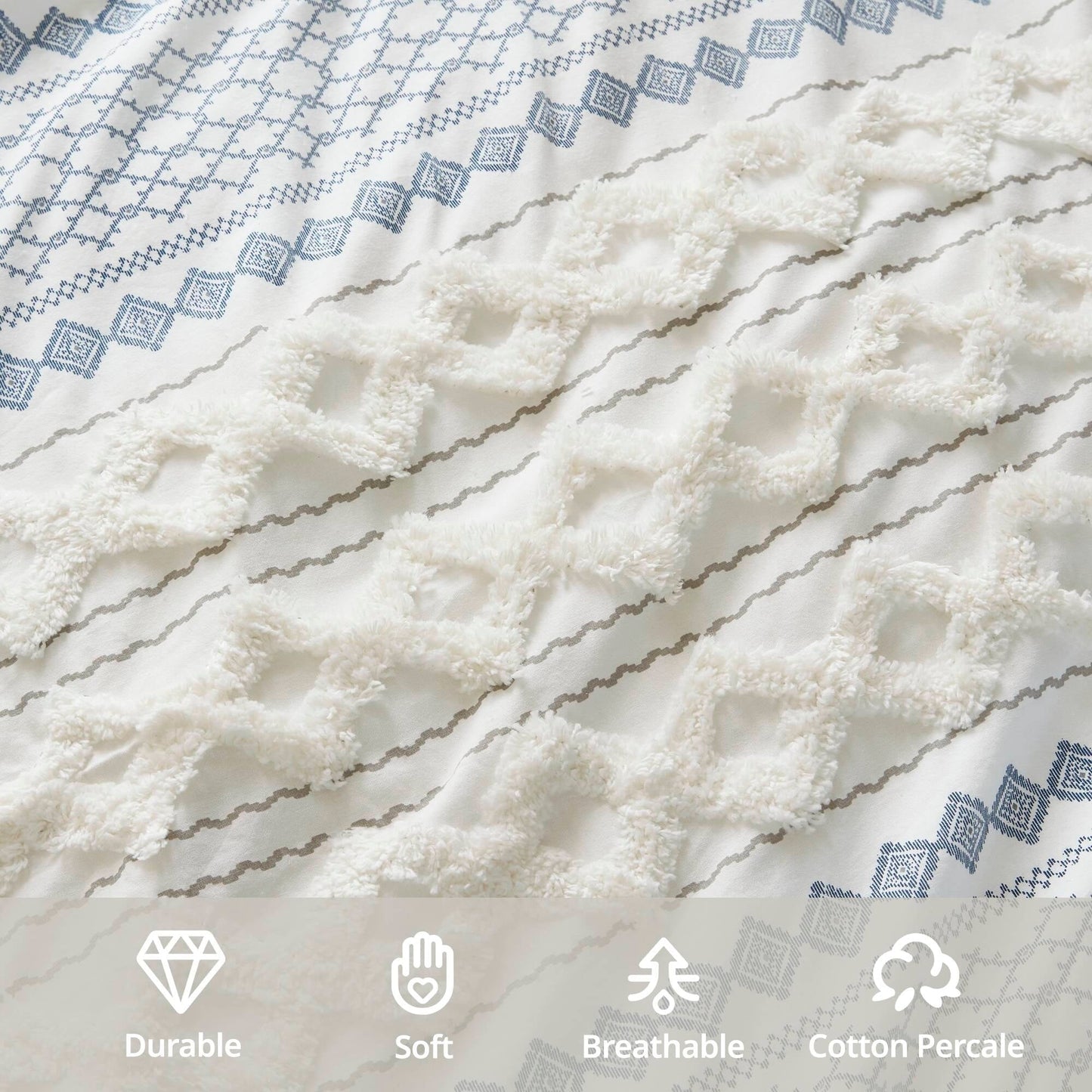 Parure de lit imprimée en coton Imani INK+IVY avec chenille