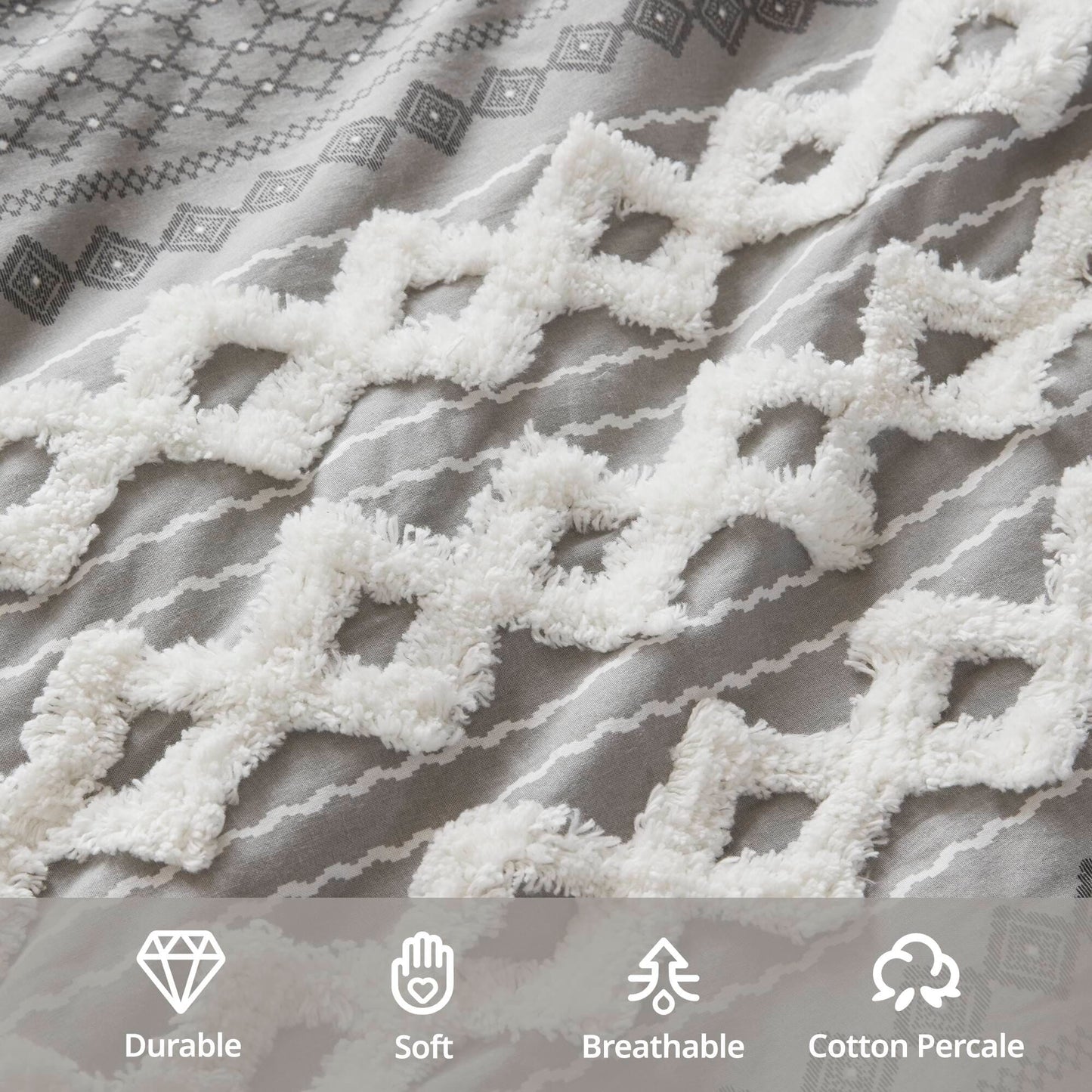 Parure de lit imprimée en coton Imani INK+IVY avec chenille