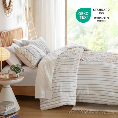 Parure de lit imprimée en coton Imani INK+IVY avec chenille