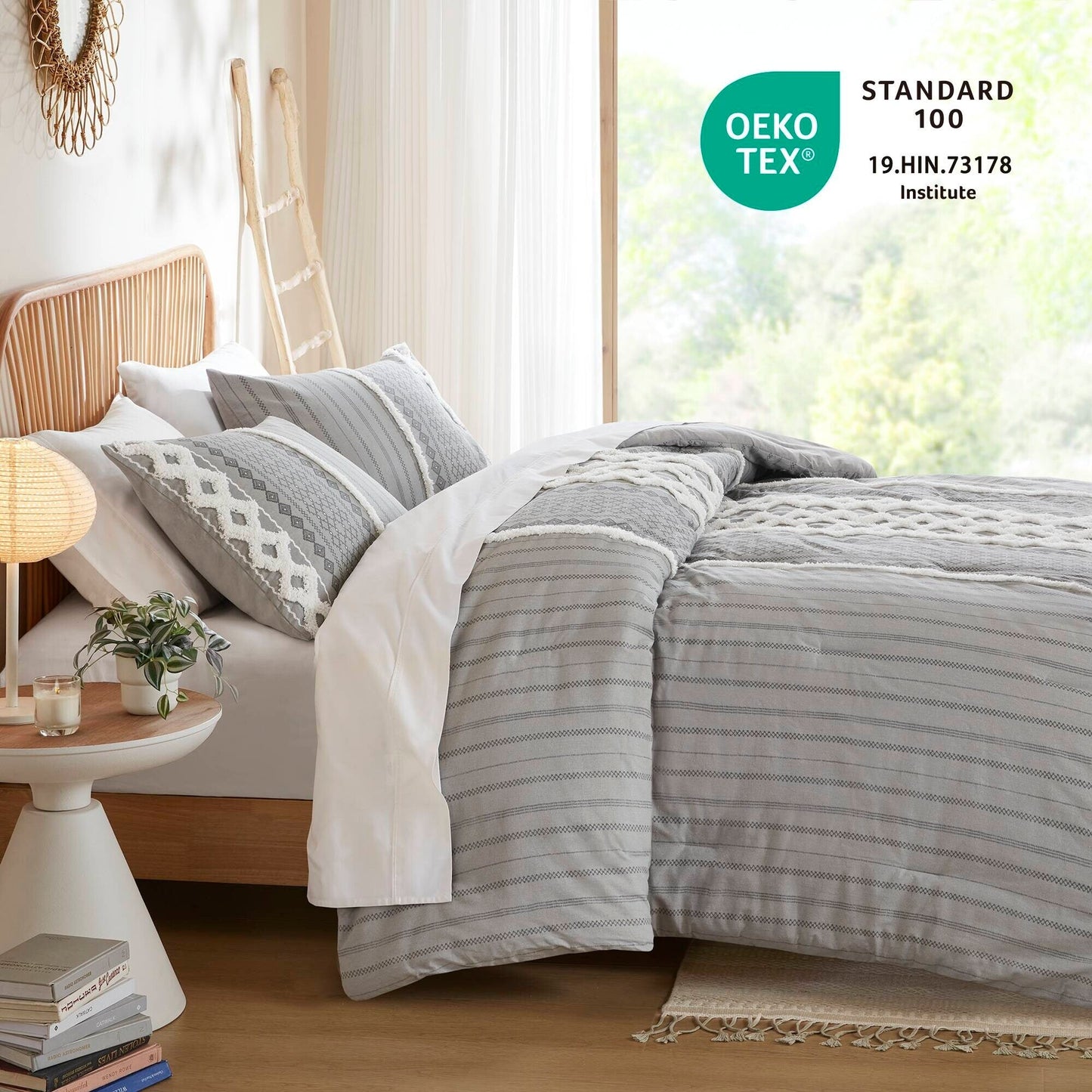 Parure de lit imprimée en coton Imani INK+IVY avec chenille