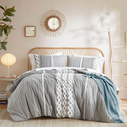 Parure de lit imprimée en coton Imani INK+IVY avec chenille