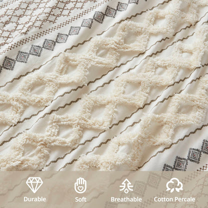 Parure de lit imprimée en coton Imani INK+IVY avec chenille