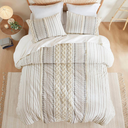 Parure de lit imprimée en coton Imani INK+IVY avec chenille