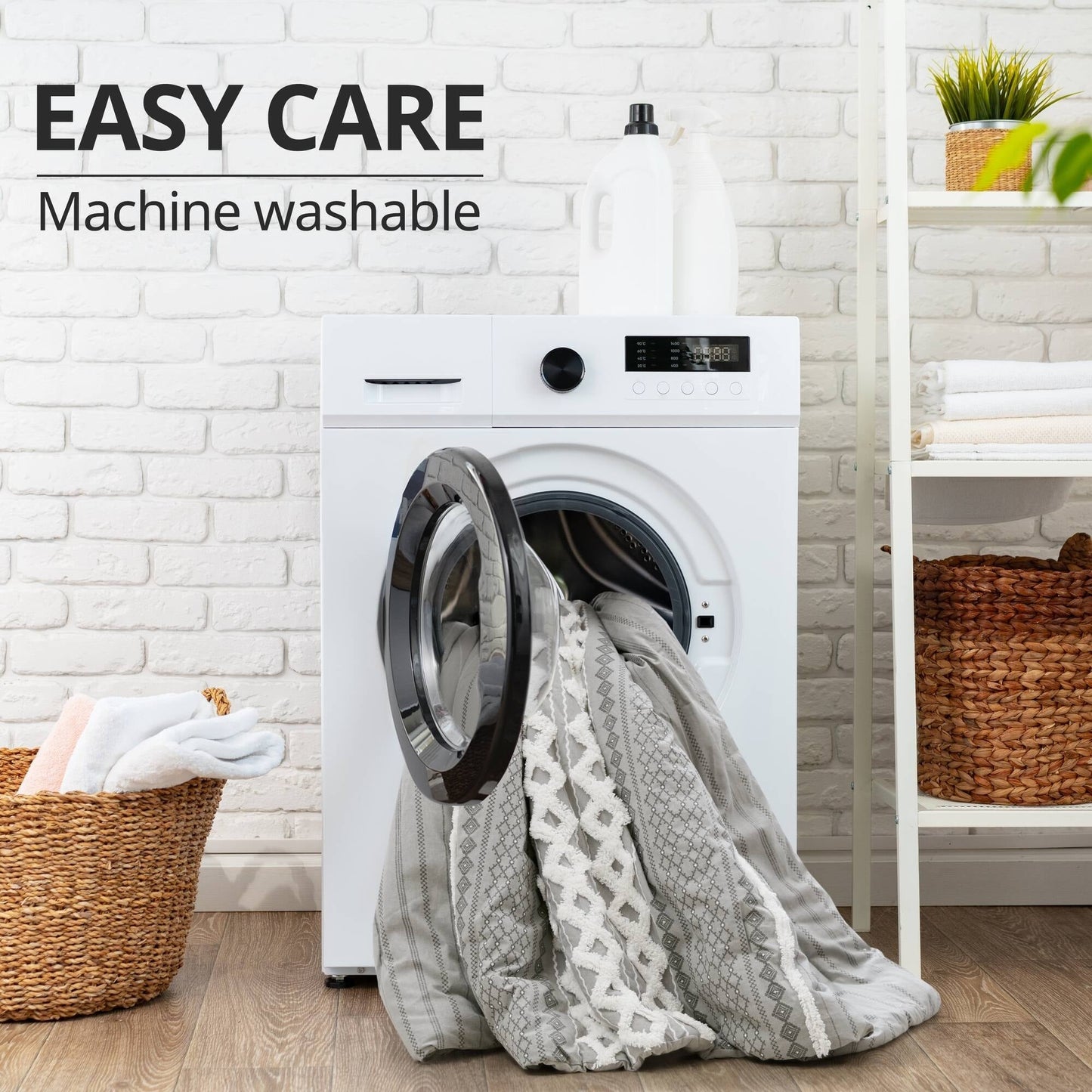 Parure de lit imprimée en coton Imani INK+IVY avec chenille