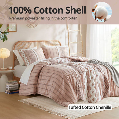 Parure de lit imprimée en coton Imani INK+IVY avec chenille